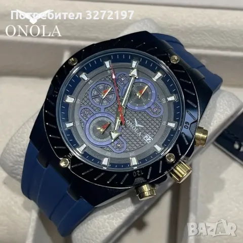 ONOLA кварцов часовник, хронограф, дата, водоустойчив, силиконова каишка, снимка 6 - Мъжки - 48032087