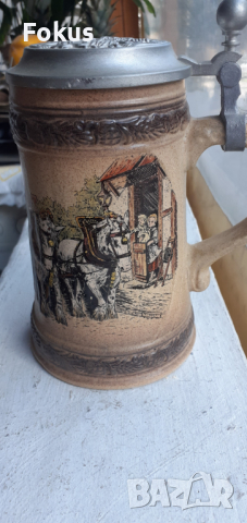 Колекционерска немска халба за бира с капак, снимка 4 - Антикварни и старинни предмети - 44827141