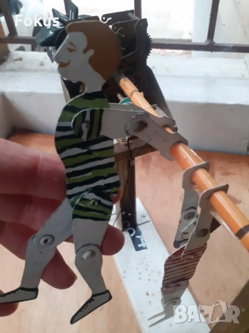 Стара механична играчка приспособена с механизъм от часовник, снимка 6 - Антикварни и старинни предмети - 51748521