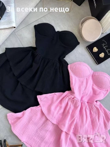 Дамска Розова Разкроена Рокля - 2 Налични Цвята Код A681, снимка 2 - Рокли - 50743091