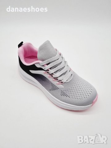 Дамски олекотени маратонки в светло сиво с розово , снимка 4 - Маратонки - 40455265