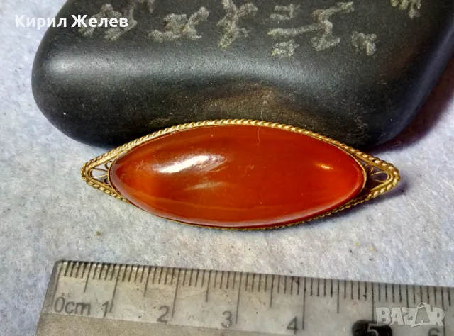 СТАРИННА РУСКА МЕДНА с МАРКИРАНА ПОЗЛАТА КЕХЛИБАРЕНА БРОШКА 100% НАТУРАЛЕН БАЛТИЙСКИ КЕХЛИБАР 48768, снимка 12 - Антикварни и старинни предмети - 48734280