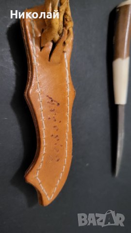 Стара красива финка,нож кожа и кокъл, снимка 7 - Антикварни и старинни предмети - 42142949