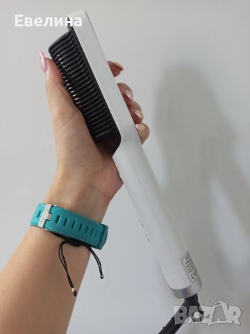 Нова! Четка гребен 2 в 1 за изправяне и къдрене на коса, бяла, снимка 4 - Преси за коса - 41526324