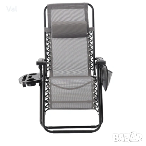 Сгъваем градински шезлонг със стойка, джоб и възглавница - мобилна зона за комфорт