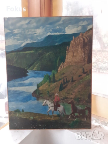 Уникална картина "Конникът'' масло на фазер худ. Иванов, снимка 2 - Антикварни и старинни предмети - 53395317