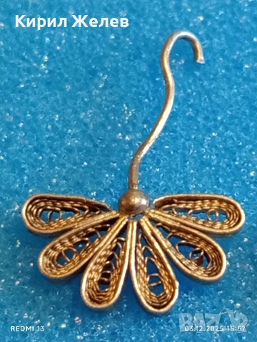 Прекрасни филигранни сребърни обеци във формата на цвете майсторска изработка 50988, снимка 2 - Обеци - 52639807