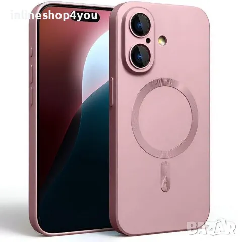 Матов Силиконов MAGSAFE Кейс за Apple iPhone 16 / Plus със защита на камерите, снимка 5 - Калъфи, кейсове - 47263192