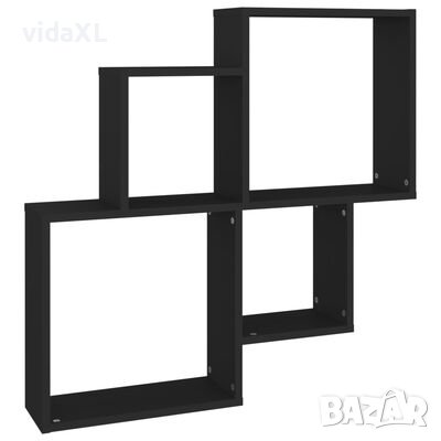 vidaXL Стенен кубичен рафт, черен, 80x15x78,5 см, ПДЧ（SKU:807260, снимка 1