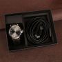 Подаръчен комплект Колан в черен цвят заедно с часовник кафяв/черен, снимка 4
