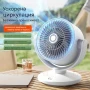 USB Безжичен вентилатор за въздушна циркулация – Ротация 360°, настолен/стенен монтаж, с осветление , снимка 1