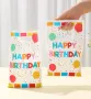 Happy Birthday балони цветни букви бял фон 10 бр торбички за лакомства подарък, снимка 1