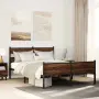 vidaXL Метална рамка за легло, без матрак, кафяв дъб, 160x200 см, снимка 2