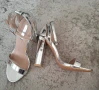 Сребърни сандали на ток, снимка 4