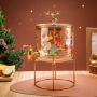 Стъклен диспенсър за напитки 2.6 L с коледен дизайн и златиста стойка, снимка 3