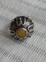 Антикварен сребърен пръстен с кехлибар