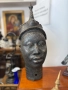 Африканско изкуство бронзова глава Бенин №7390 , снимка 3