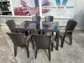 Градински комплект – маса с 6 стола, ратанов дизайн, снимка 2