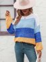 Дамски моден пуловер с цветни блокове, 3цвята - 023, снимка 17