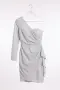 Рокля “Silver Glitter One‑Shoulder” – сребърна брокатена рокля арт.1864, снимка 5