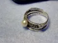 РАЗКОШЕН ПЕРЛЕН СРЕБЪРЕН ПРЪСТЕН РОДИРАНО СРЕБРО 925 с ИНКРУСТИРАНА БЯЛА НАТУРАЛНА ПЕРЛА 50163, снимка 11