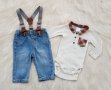 Боди риза H&M и дънки за бебе 0-3 месеца, снимка 1 - Комплекти за бебе - 42200986