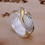 Стилен дамски пръстен, златно и сребърно, снимка 2