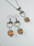 Прекрасният ни нов комплект бижута с оранжеви камъни Котешко око и орнаменти в цвят Сребро , снимка 5
