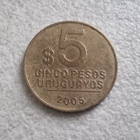 Монета. Уругвай. 5 песо. 2005 г., снимка 2 - Нумизматика и бонистика - 41793813