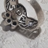 Vintage сребърен пръстен 925 с котешко око , снимка 9 - Пръстени - 44406188