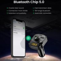 UGREEN ED040 FM трансмитер Bluetooth 5.0, волтметър,  QC 3.0, 2,4А и USB-C PD, microSD, снимка 3 - Аксесоари и консумативи - 36010375