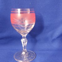 Разкошни ретро ракиени чаши, калиево стъкло, ръчна гравюра – 6 бр, снимка 8 - Чаши - 44496914