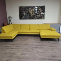 Жълт П образен ъглов диван от плат Dieter Knoll ZE-EM20075, снимка 1 - Дивани и мека мебел - 44244515