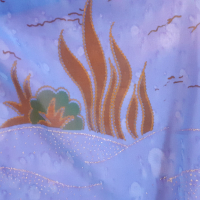 Уникален шал - рисувана коприна- от остров Мавриций, снимка 2 - Други - 36412969