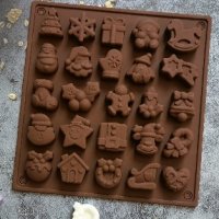 25 Коледен микс много коледни фигурки силиконов молд форма за шоколадови бонбони гипс фондан шоколад, снимка 1 - Форми - 38796310