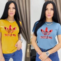  Дамска тениска ADIDAS принт нови модели,всички размери, снимка 3 - Тениски - 30056543