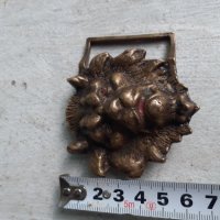 Уникална стара бронзова тока катарама лъвска глава, снимка 5 - Антикварни и старинни предмети - 41397236