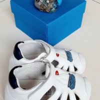 N19-24, Бебешки сандали за момче от Естествена кожа, бели с лодка BUBBLE KIDS, снимка 1 - Детски сандали и чехли - 41266073