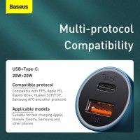 Baseus Quick Car Charger 40W - зарядно за кола с USB-A и USB-C за бързо зареждане, снимка 5 - Зарядни за кола - 42351952