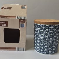 Кутия за чай от порцелан с бамбуков капак, снимка 3 - Кутии за съхранение - 40954000