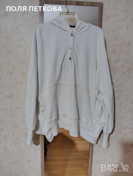 Бяла блуза изчистена широк свободен модел, снимка 1