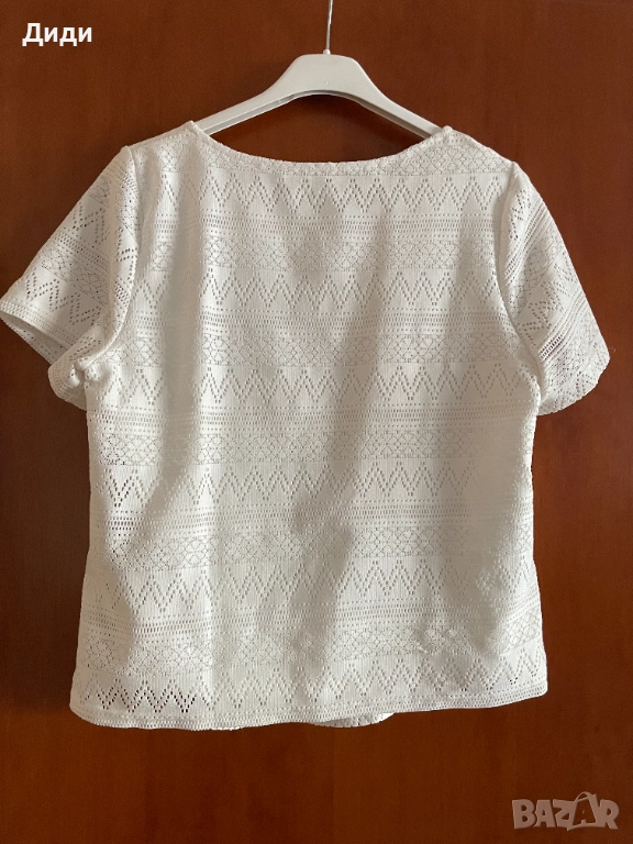 Дамска елегантна бяла блуза къс ръкав, снимка 1