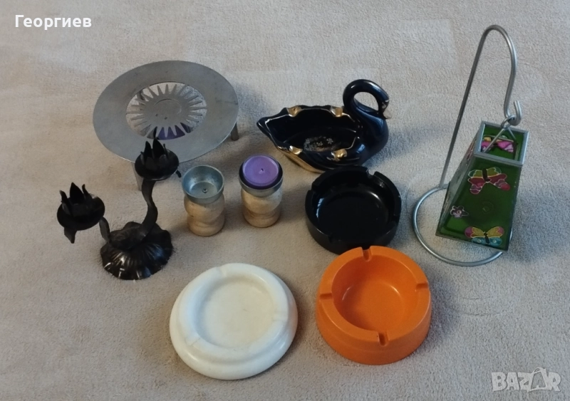 Пепелници,свещници порцелан,цветно стъкло,инокс., снимка 1