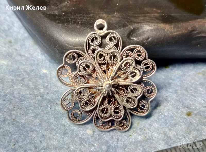 СТАРИНЕН РАЗКОШЕН ФЛОРАЛЕН ФИЛИГРАНЕН СРЕБЪРЕН МЕДАЛЬОН СРЕБРО ВИСОКА ПРОБА МАЙСТОРСКА РАБОТА 48344, снимка 1