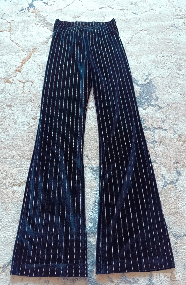Моден бляскав панталон с широк крачол, снимка 1