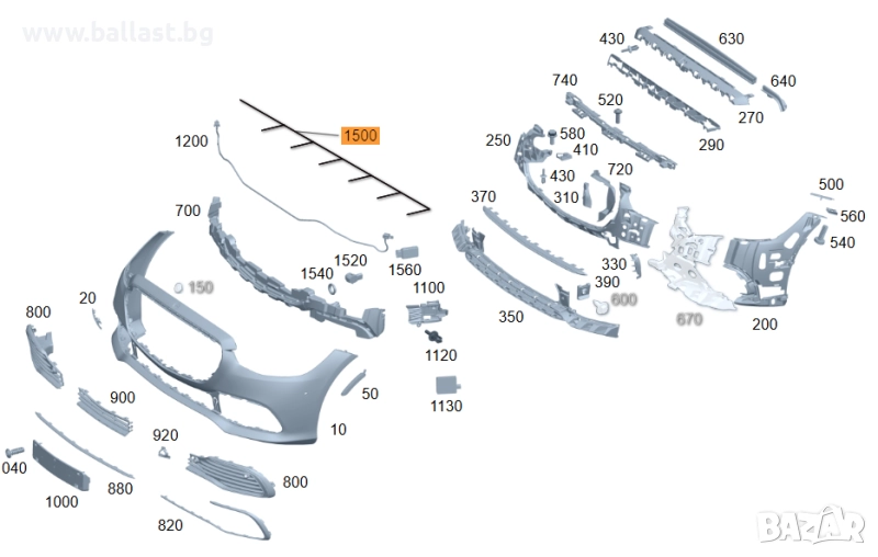 Инсталация предна броня A2235406243 S Klasse W223, снимка 1