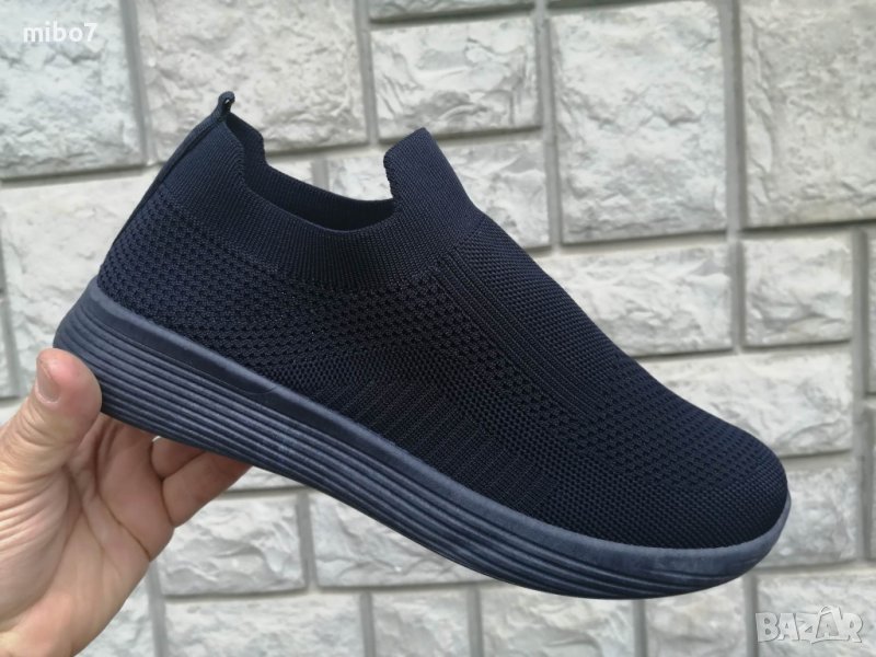 Маратонки дишащи от ластична материя в синьо. Без връзки. Код : 018, снимка 1