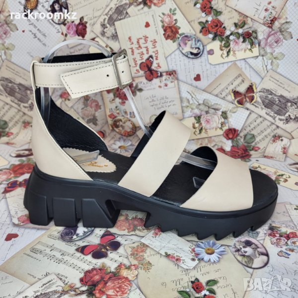 Модни дамски сандали от естествена кожа в бежав цвят Модел: 22683 beige, снимка 1