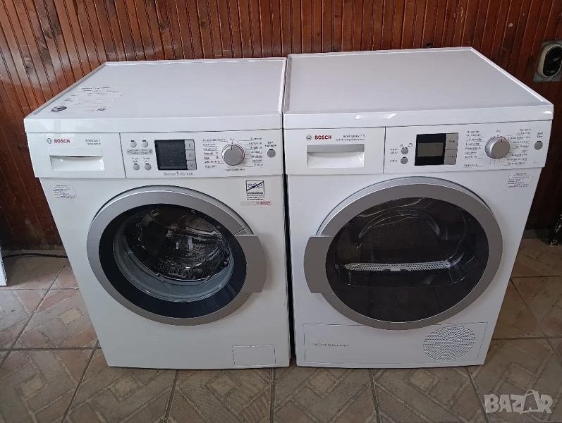 Комплект пералня и сушилня с термопомпа Бош Bosch с две години гаранция!, снимка 1