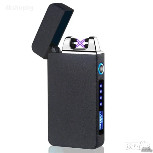 613-2 Акумулаторна електрическа ветроустойчива запалка в черен цвят, снимка 1